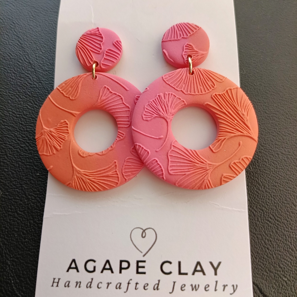 Agape Clay Pink Coral Floral Earrings